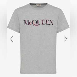 Alexander McQueen Men's Logo T-shirt in Pale Grey